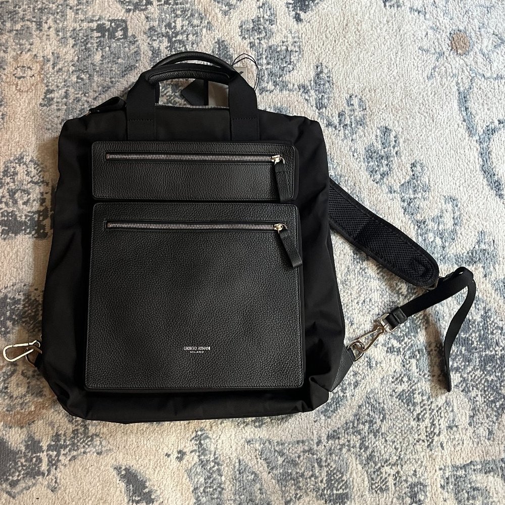 Giorgio Armani Men's Soft Nylon & Leather Backpack - BRAND NEW WITH TAGS